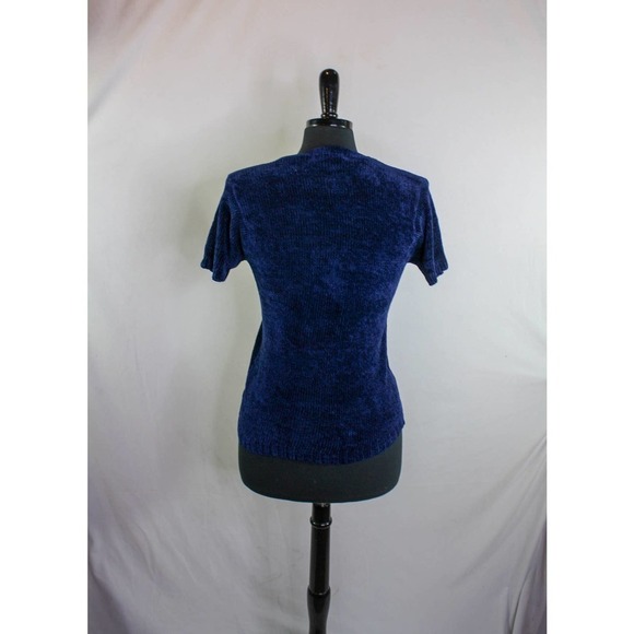 Carolyn Taylor Sweater Short Sleeve V Neck Blue Rayon Acrylic Size S - Picture 3 of 5